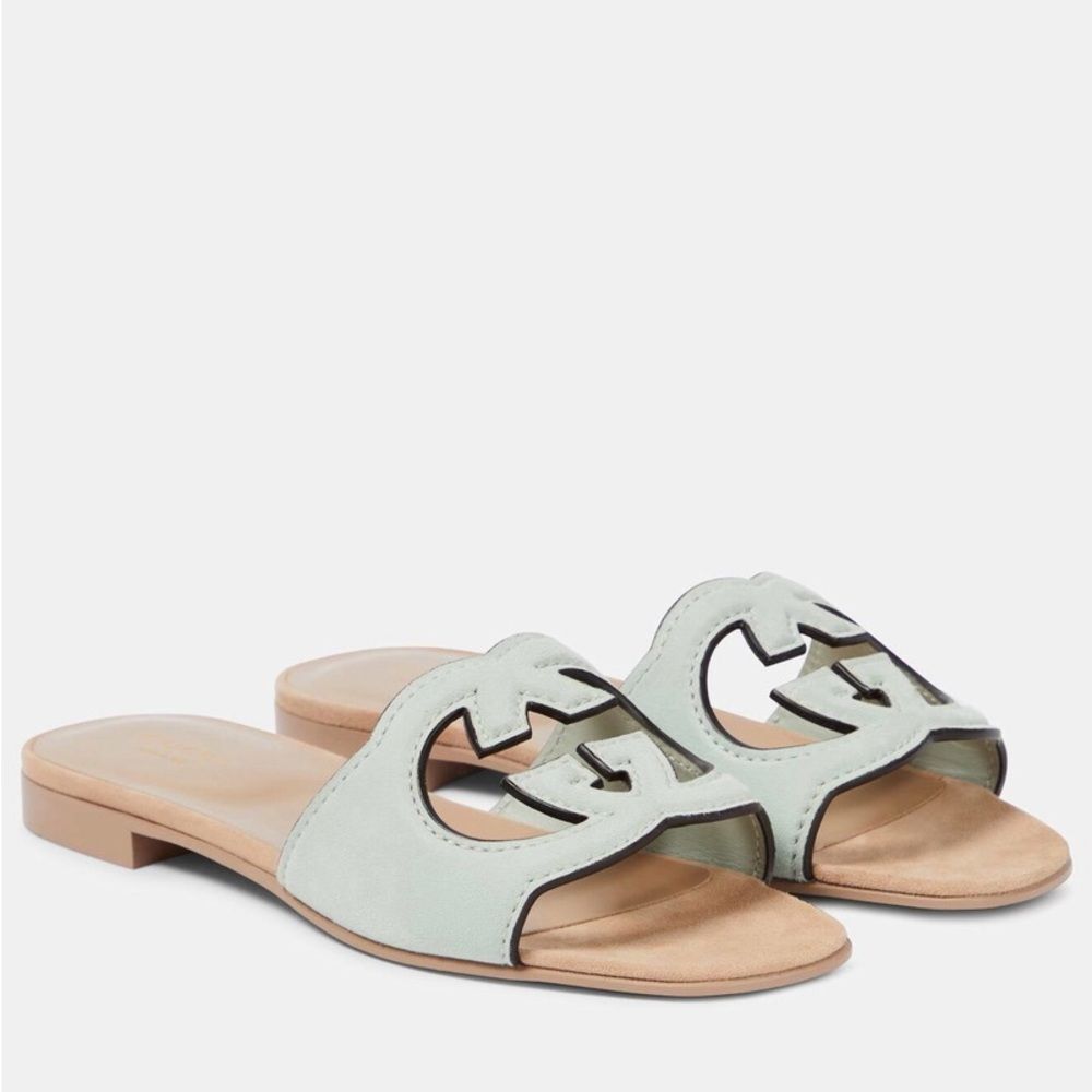 Gucci Women's Salvy Green Interlocking G Cut Out Sandals Size EU 40 Authentic - Picture 4 of 12